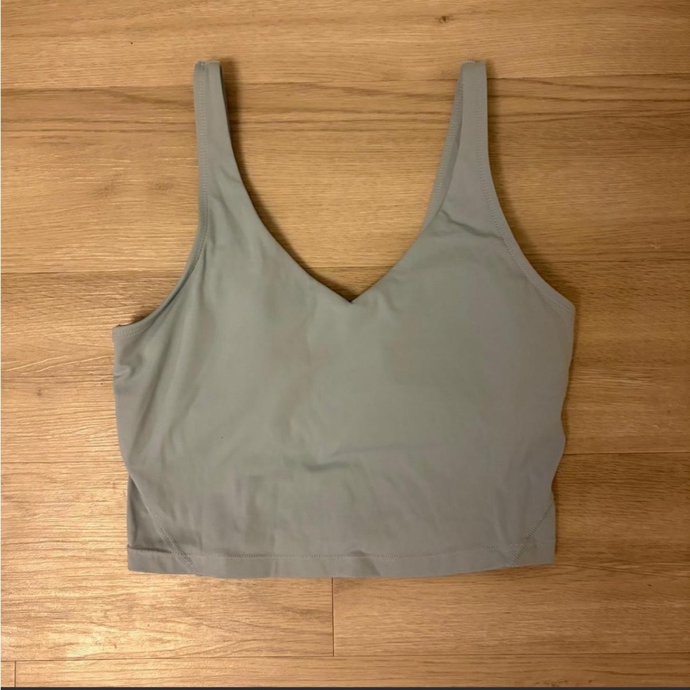 Teal Blue V-Neck Cropped Tank Top